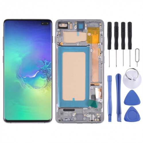 Écran LCD TFT pour Samsung Galaxy S10+ SM-G975 Assemblage complet du numériseur avec cadre, ne prenant pas en charge l'identification des empreintes digitales (Noir) SH35111048-35