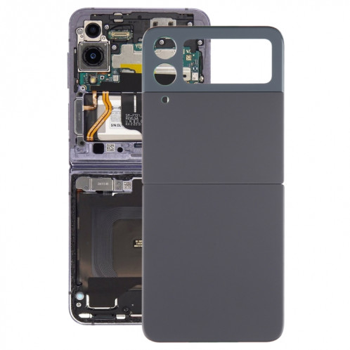 Coque arrière de batterie pour Samsung Galaxy Z Flip4 SM-F721B avec cache d'objectif d'appareil photo (noir) SH594B920-36