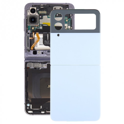 Coque arrière de batterie pour Samsung Galaxy Z Flip4 SM-F721B avec cache d'objectif d'appareil photo (bleu) SH594L781-36