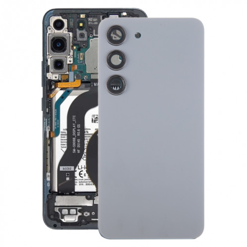 Pour Samsung Galaxy S23 SM-S911B Couvercle arrière de batterie en verre OEM avec couvercle d'objectif d'appareil photo (gris) SH63HL1134-36