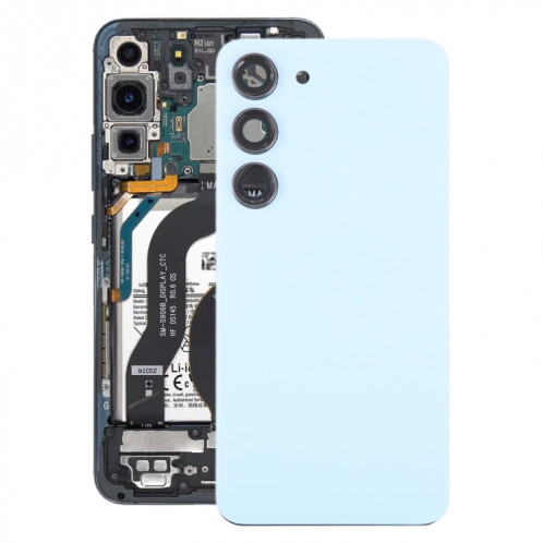 Pour Samsung Galaxy S23 SM-S911B Couvercle arrière de batterie en verre OEM avec couvercle d'objectif d'appareil photo (bleu) SH63LL889-36