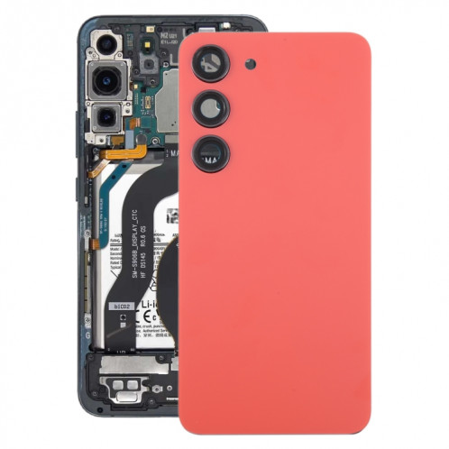 Pour Samsung Galaxy S23 SM-S911B Couvercle arrière de batterie en verre OEM avec couvercle d'objectif d'appareil photo (rouge) SH63RL1534-36