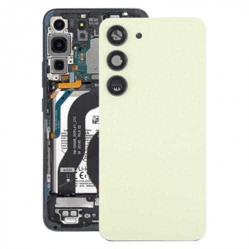 Pour Samsung Galaxy S23 SM-S911B Couvercle arrière de batterie en verre OEM avec couvercle d'objectif d'appareil photo (jaune) SH63YL1412-36