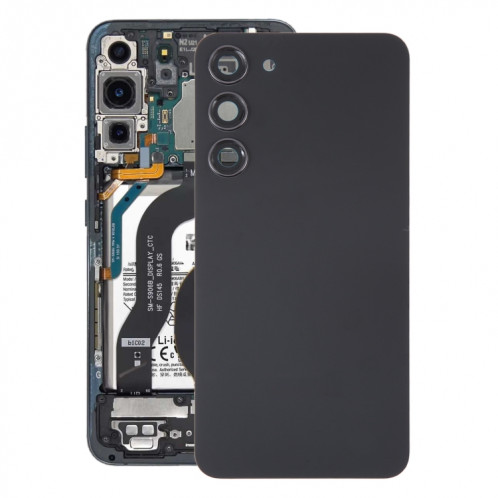 Pour Samsung Galaxy S23 + SM-S916B Couvercle arrière de batterie en verre OEM avec couvercle d'objectif d'appareil photo (noir) SH64BL223-36