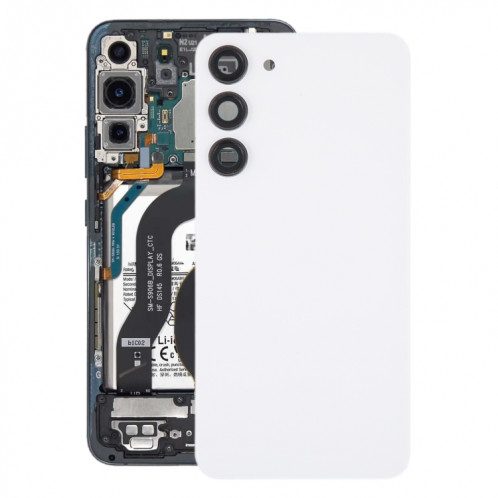 Pour Samsung Galaxy S23 + SM-S916B Couvercle arrière de batterie en verre OEM avec couvercle d'objectif d'appareil photo (blanc) SH64WL1660-36