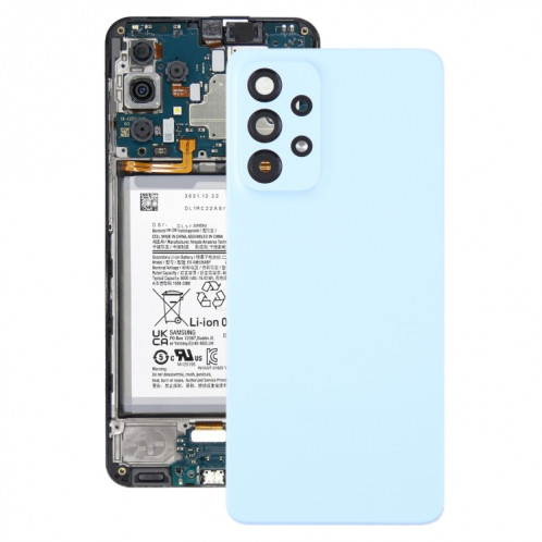 Pour Samsung Galaxy A33 5G SM-A336B Coque arrière de batterie d'origine avec cache d'objectif d'appareil photo (bleu) SH94LL456-36