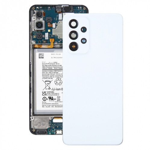 Pour Samsung Galaxy A33 5G SM-A336B Coque arrière de batterie d'origine avec cache d'objectif d'appareil photo (blanc) SH94WL1202-36
