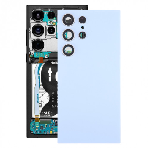 Pour Samsung Galaxy S24 Ultra SM-S928B Couvercle arrière de batterie OEM avec couvercle d'objectif d'appareil photo (bleu) SH71LL381-37