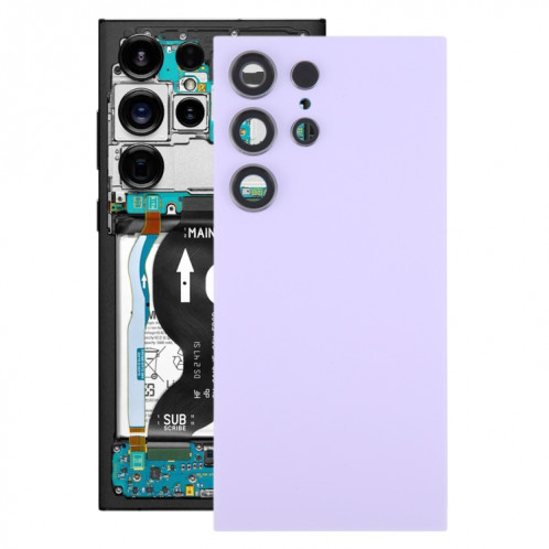Violet clair, Pour Samsung Galaxy S24 Ultra SM-S928B Couvercle arrière de batterie OEM avec couvercle d'objectif d'appareil photo (violet clair) SH1LZL1524-37