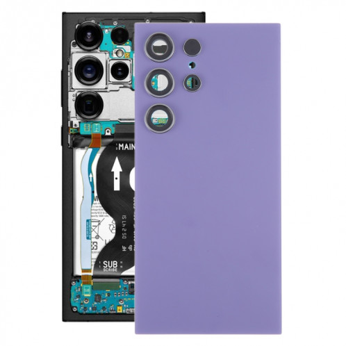 Violet, Pour Samsung Galaxy S24 Ultra SM-S928B Couvercle arrière de batterie OEM avec couvercle d'objectif d'appareil photo (violet) SH71PL1345-37