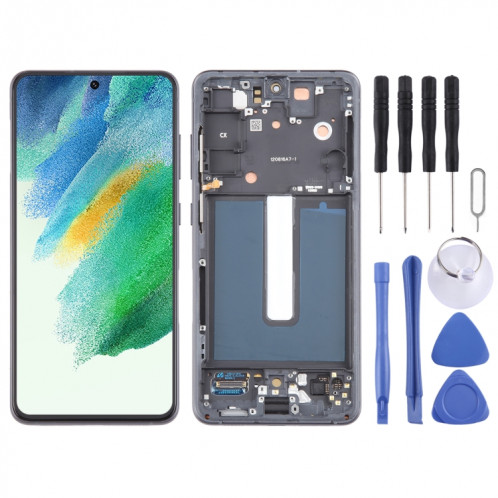 Pour Samsung Galaxy S21 FE 5G SM-G990B Écran LCD d'origine numériseur complet avec cadre (noir) SH113B186-37