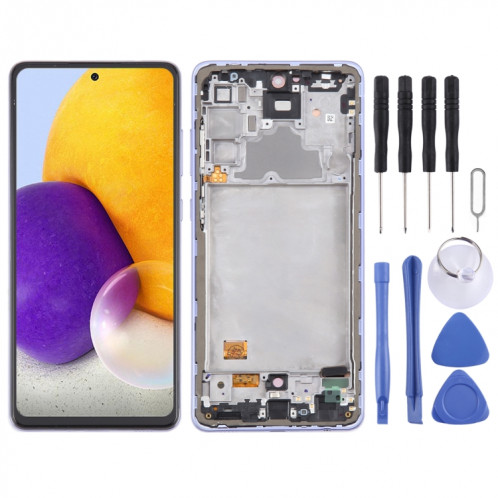Pour Samsung Galaxy A72 4G SM-A725 6,43 pouces Écran LCD d'origine numériseur assemblage complet avec cadre (violet) SH116P1975-38