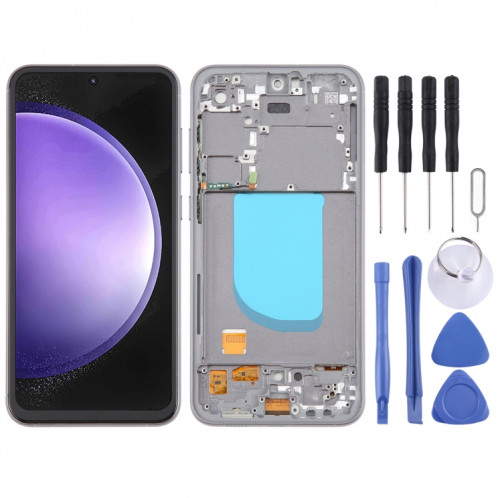 Pour Samsung Galaxy S23 FE SM-S711B Écran LCD TFT Numériseur Assemblage complet avec cadre, ne prenant pas en charge l'identification des empreintes digitales (Gris) SH177H1217-37