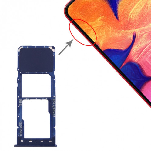 Pour plateau de carte SIM Galaxy A10 + plateau de carte Micro SD (bleu) SH321L437-35