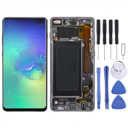 Écran LCD Super AMOLED d'origine pour Samsung Galaxy S10+ Assemblage complet du numériseur avec cadre (Noir) SH676B107-35