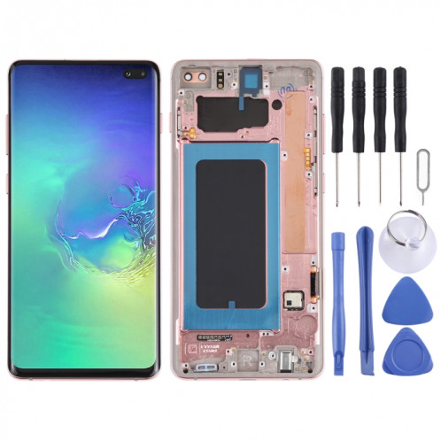 Écran LCD Super AMOLED d'origine pour Samsung Galaxy S10+ Assemblage complet du numériseur avec cadre (Rose) SH676F475-35