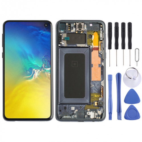 Écran LCD Super AMOLED d'origine pour Galaxy S10e Assemblage complet du numériseur avec cadre pour Galaxy S10e (Noir) SH678B683-34