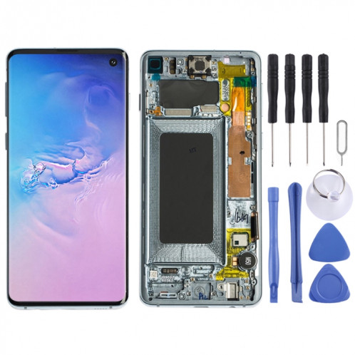 Écran LCD Super AMOLED d'origine pour Galaxy S10 4G Digitizer Assemblage complet avec cadre (Bleu) SH679L185-36