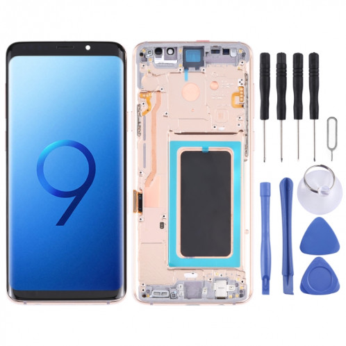 Écran LCD Super AMOLED d'origine pour Galaxy S9 / G960F / DS / G960U / G960W / G9600 Assemblage complet du numériseur avec cadre (Or) SH460J313-35