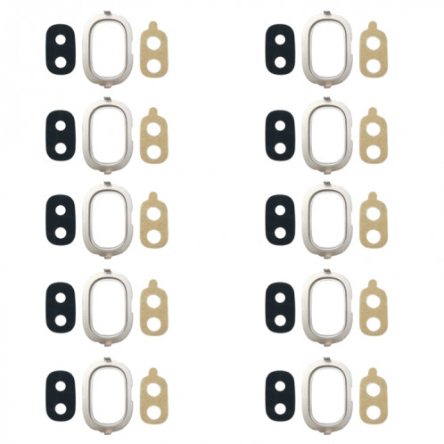 Pour Galaxy J4, J400F/DS, J400G/DS Lunette de caméra arrière 10 pièces avec couvercle d'objectif et adhésif (or) SH638J1492-34