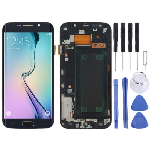 Écran LCD Super AMOLED d'origine pour Samsung Galaxy S6 Edge SM-G925F Assemblage complet du numériseur avec cadre (Noir) SH172B960-35