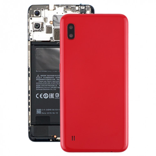 Coque arrière de batterie pour Galaxy A10 SM-A105F/DS, SM-A105G/DS avec objectif d'appareil photo et touches latérales (rouge) SH93RL1590-36