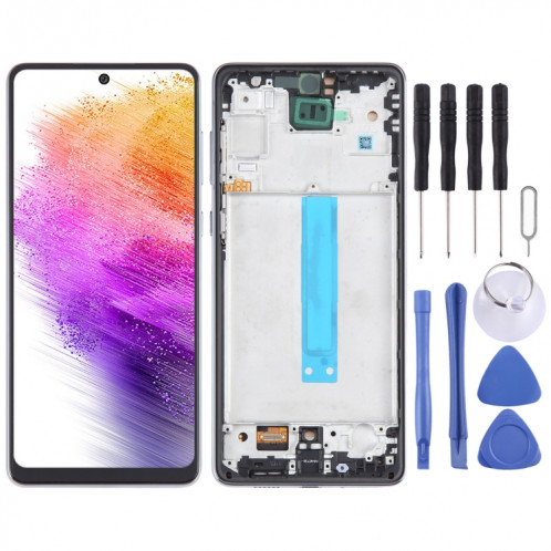 Pour Samsung Galaxy A73 SM-A736B Écran LCD TFT pour numériseur Assemblage complet avec cadre (Noir) SH910B459-37