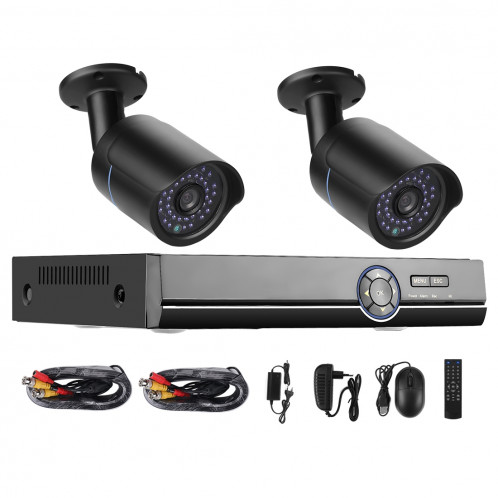 COTIER A2B5 720P 1,0 Mega Pixel 2 x Bullet AHD Kit AHD DVR Kit, support de vision nocturne / détection de mouvement, Distance IR: 20 m (noir) SC240B796-316