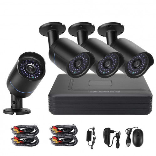 Kit de caméras DVR AHD, caméra de vision nocturne / détection de mouvement, distance infrarouge: 20m COTIER A4B5-Mini 4 canaux 720P 1.0 Mega 4 pixels SC243B1360-320