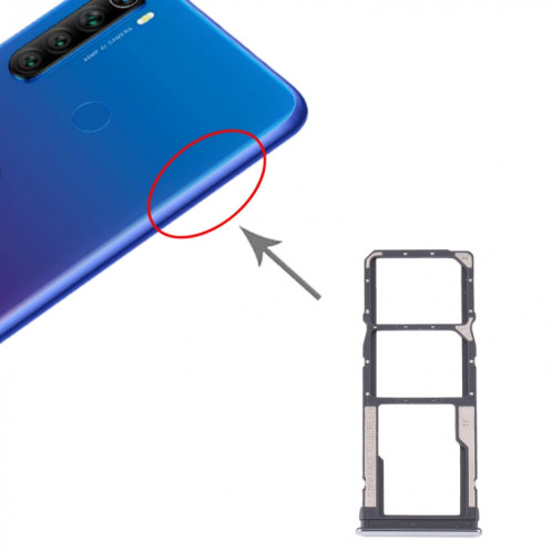 Plateau pour carte SIM + plateau pour carte SIM + plateau pour carte Micro SD pour Xiaomi Redmi Note 8T / Redmi Note 8 (Argent) SH247S193-34
