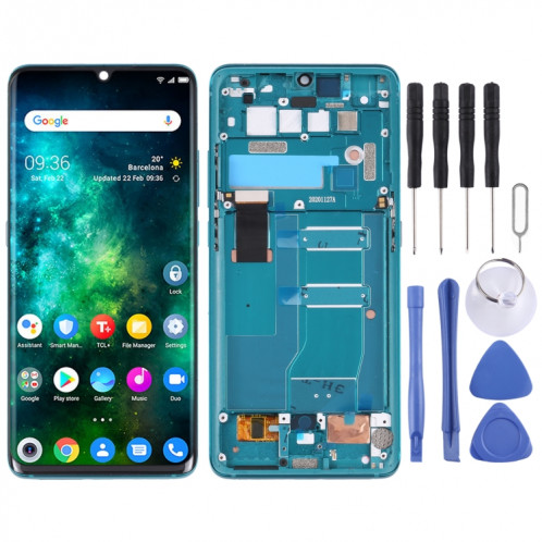 Écran LCD d'origine pour TCL 10 Pro Digitizer Assemblage complet avec cadre (Vert) SH894L796-35