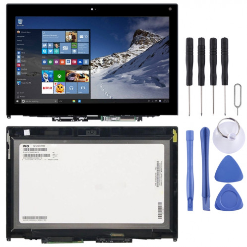 Écran LCD OEM 1366 x 768 HD pour Lenovo Thinkpad 12,5 pouces Yoga 260 Digitizer Assemblage complet avec cadre (Noir) SH137B851-34