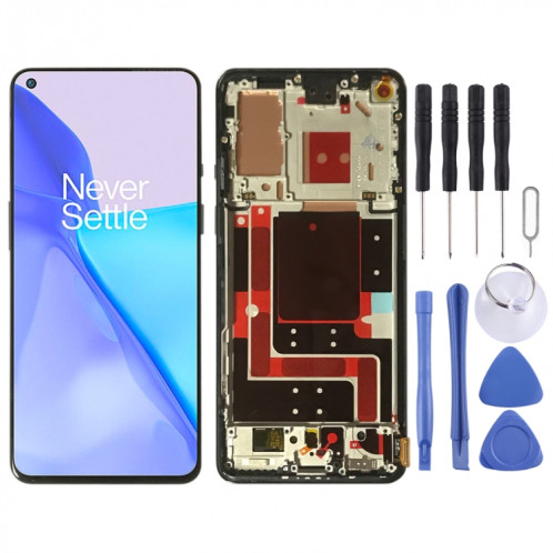 Pour OnePlus 9 LE2113 LE2111 LE2110 Numériseur Assemblage complet avec cadre Écran LCD d'origine (Noir) SH097B1581-37