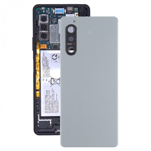 Couverture arrière de la batterie avec couvercle de la lentille de caméra pour Sony Xperia 5 II (gris) SH00HL1517-36