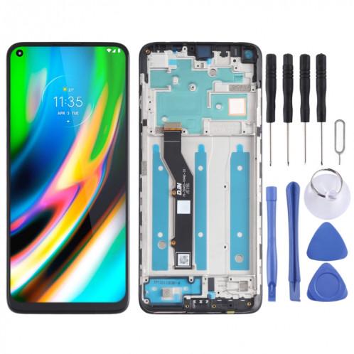 Écran LCD et numériseur ensemble complet avec cadre pour Motorola Moto G9 Plus XT2087-1 (Noir) SH908B1788-37