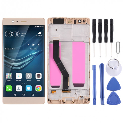 Matériau OLED Écran LCD et numériseur Assemblage complet avec cadre pour Huawei P9 Plus (Gold) SH133J656-37