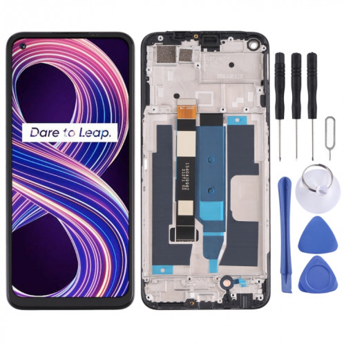 Écran LCD TFT pour OPPO Realme 8 5G Assemblage complet du numériseur avec cadre (Noir) SH695B103-36