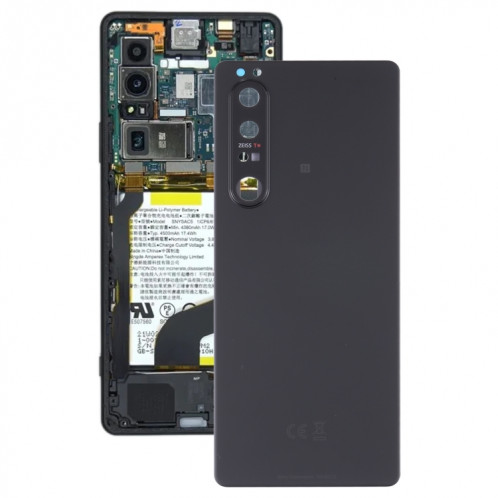 Cache arrière de batterie d'origine avec objectif d'appareil photo pour Sony Xperia 1 III (noir) SH13BL620-36