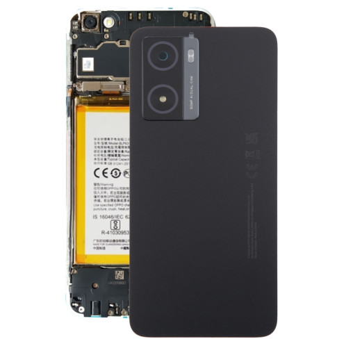 Pour OPPO A77s Couvercle arrière de batterie d'origine avec couvercle d'objectif d'appareil photo (noir) SH60BL1618-36