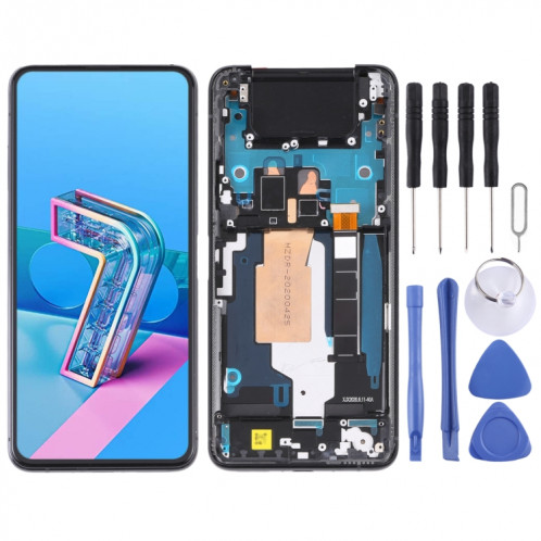 Écran d'écran LCD et numériseur AMOLED à 90Hz Assemblage complet avec cadre pour Asus Zenfone 7 Pro / Zenfone 7 ZS670KS ZS671KS (noir) SH774B1461-37