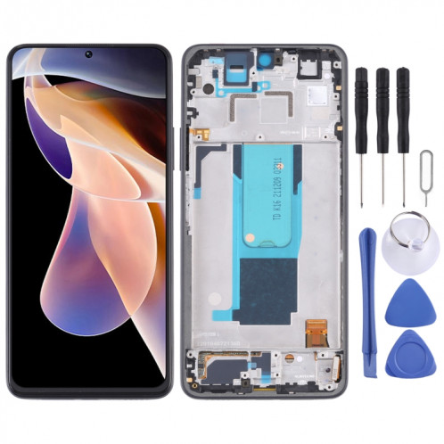 Écran LCD d'origine et numériseur Assemblage complet avec cadre pour Xiaomi Redmi Note 11 Pro Chine / Redmi Note 11 Pro + 5G India / Redmi Note 11 Pro + 5G / 11i / 11i Hypercharge (noir) SH950B1935-37