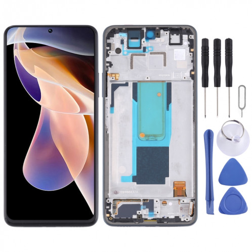 Écran LCD d'origine et numériseur Assemblage complet avec cadre pour Xiaomi Redmi Note 11 Pro Chine / Redmi Note 11 Pro + 5G India / Redmi Note 11 Pro + 5G / 11i / 11i Hypercharge (vert) SH950G897-37