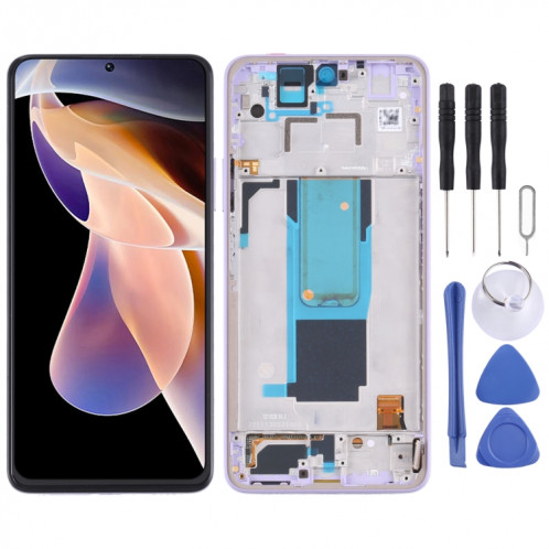 Écran LCD d'origine et numériseur Assemblage complet avec cadre pour Xiaomi Redmi Note 11 Pro Chine / Redmi Note 11 Pro + 5G India / Redmi Note 11 Pro + 5G / 11i / 11i Hypercharge (Purple) SH950P1647-37