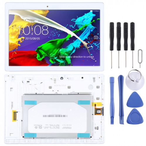 Écran LCD OEM pour Lenovo Tab 2 A10-30 YT3-X30 Assemblage complet du numériseur avec cadre (Blanc) SH00WL1271-35