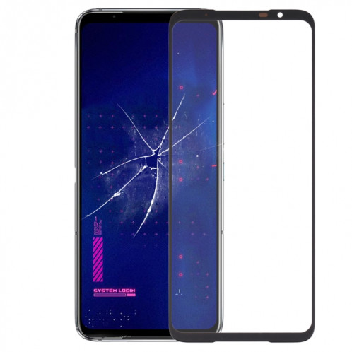Pour Asus ROG Phone 6 Pro Lentille extérieure en verre avec adhésif OCA optiquement transparent (noir) SH721B814-36