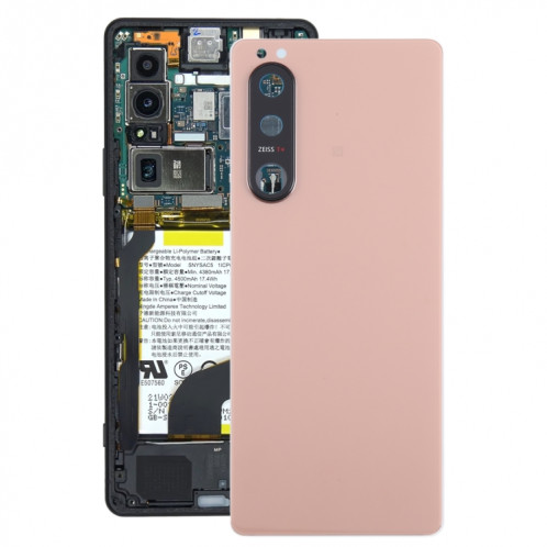Pour Sony Xperia 5 III Couvercle arrière de la batterie d'origine avec couvercle d'objectif d'appareil photo (rose) SH55FL60-37