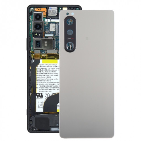 Pour Sony Xperia 5 III Couvercle arrière de la batterie d'origine avec couvercle d'objectif d'appareil photo (argent) SH55SL1666-37
