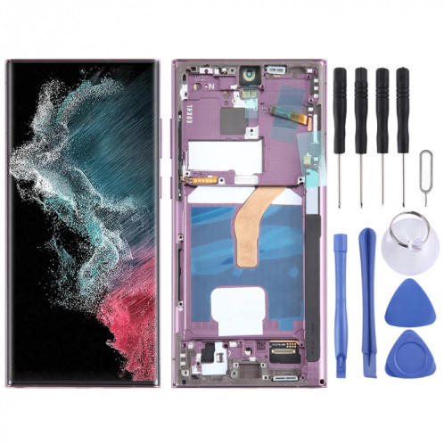 Pour Samsung Galaxy S22 Ultra 5G SM-S908B Édition UE OLED Écran LCD Numériseur Assemblage complet avec cadre (Violet) SH698P1441-37