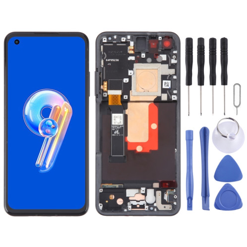 Pour Asus Zenfone 9 9Z AI2202 Écran LCD d'origine numériseur assemblage complet avec cadre (noir) SH783B386-37