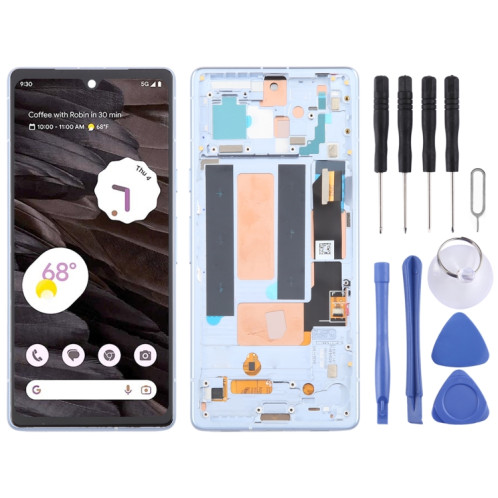 Pour Google Pixel 7A G82U8 OLED LCD Écran Numériseur Assemblage Complet avec Cadre (Bleu) SH364L983-37